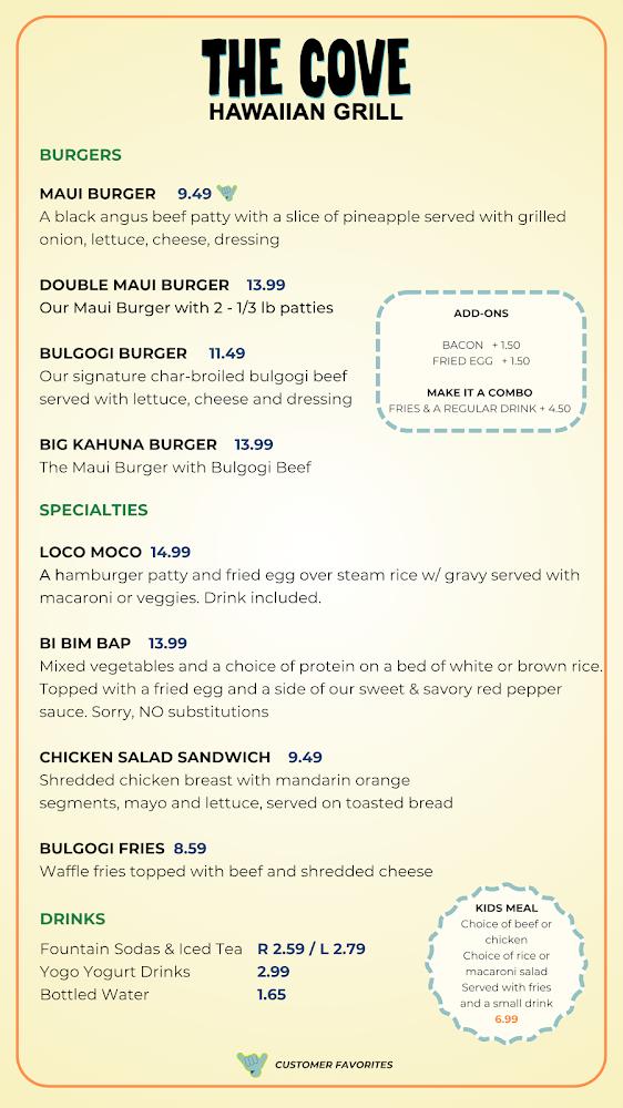 The Cove Hawaiian Grill Menu image 1